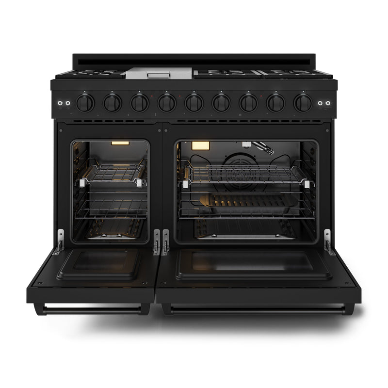 Thor Kitchen Gordon Ramsay Series 48-Inch Professional Natural Gas Range with Double Oven in Black (RSG48EB)