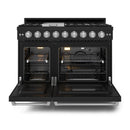 Gordon Ramsay by Thor Kitchen 3-Piece Appliance Package - 48-Inch Gas Range with Liquid Propane Kit with Double Oven, 36-Inch Refrigerator, and Dishwasher in Black with Stainless Steel Trim