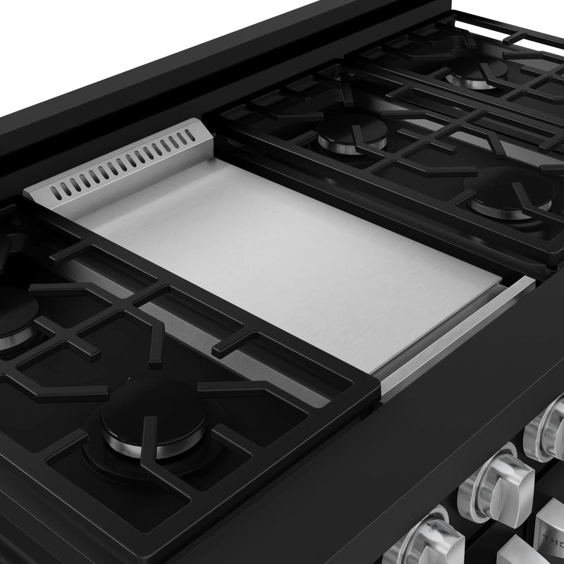 Gordon Ramsay by Thor Kitchen 48-Inch Professional Natural Gas Range with Double Oven in Black with Stainless Steel Trim (RSG48EB-SS)