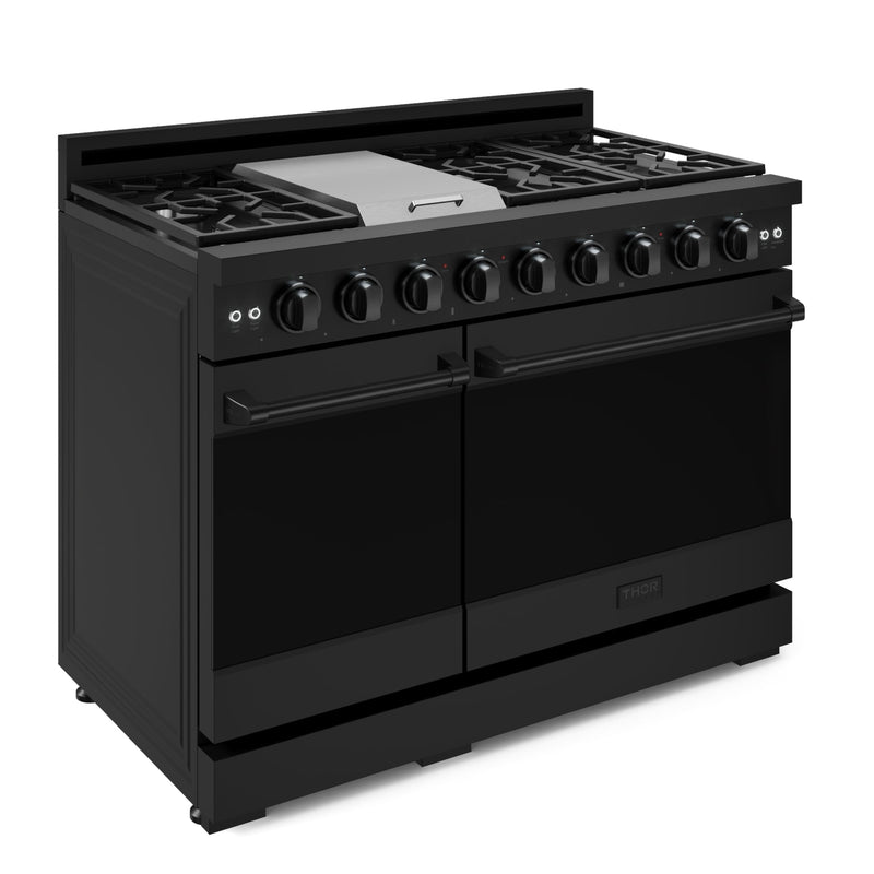 Thor Kitchen Gordon Ramsay Series 48-Inch Professional Natural Gas Range with Double Oven in Black (RSG48EB)