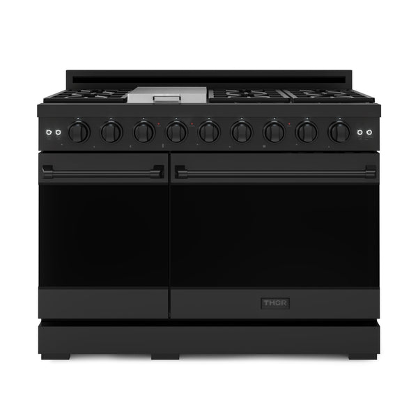Thor Kitchen Gordon Ramsay Series 48-Inch Professional Natural Gas Range with Double Oven in Black (RSG48EB)