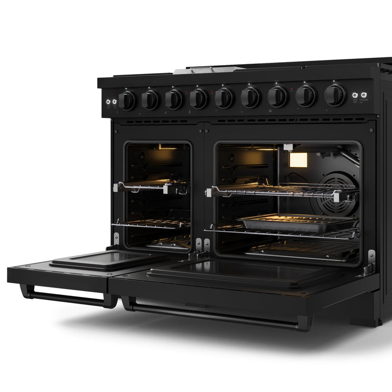 Thor Kitchen Gordon Ramsay Series 48-Inch Professional Natural Gas Range with Double Oven in Black (RSG48EB)