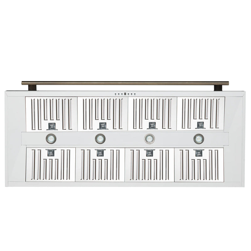Forno Aria 60-Inch Wall Mount Range Hood in White with Brass Handle (FRHWM5095-60WHT)