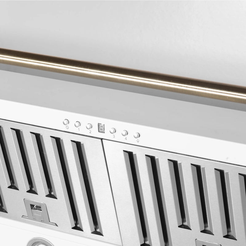 Forno Aria 60-Inch Wall Mount Range Hood in White with Brass Handle (FRHWM5095-60WHT)