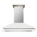 Forno Aria 60-Inch Wall Mount Range Hood in White with Brass Handle (FRHWM5095-60WHT)