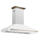 Forno Aria 60-Inch Wall Mount Range Hood in White with Brass Handle (FRHWM5095-60WHT)