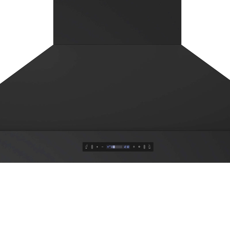 Forno Venezia 48-Inch Wall Mounted Range Hood with Touch Controls and Baffle Filters in Black with Antique Brass Handle (FRHWM5503-48BLK)