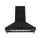 Forno Venezia 48-Inch Wall Mounted Range Hood with Touch Controls and Baffle Filters in Black with Antique Brass Handle (FRHWM5503-48BLK)