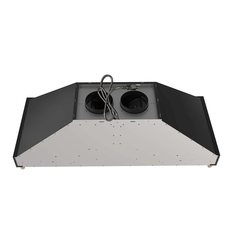 Forno Venezia 48-Inch Wall Mounted Range Hood with Touch Controls and Baffle Filters in Black with Antique Brass Handle (FRHWM5503-48BLK)