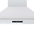 Forno Venezia 48-Inch Wall Mounted Range Hood with Touch Controls and Baffle Filters in White with Antique Brass Handle (FRHWM5503-48WHT)