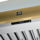 Forno Galiano 2-Piece Appliance Package - 36-Inch Gas Range & 36-Inch Wall Mount Range Hood in White with Antique Brass Trim