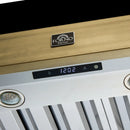 Forno Galiano 5-Piece Appliance Package - 48-Inch Gas Range, 48-Inch Hood, 36-Inch Refrigerator, 24-Inch Dishwasher, & 30-Inch Microwave Oven in Black with Antique Brass Trim