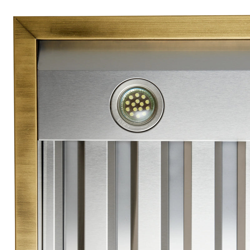 Forno Antico 2-Piece Appliance Package - 48-Inch Dual Fuel Range & 48-Inch Wall Mount Range Hood in White with Antique Brass Trim