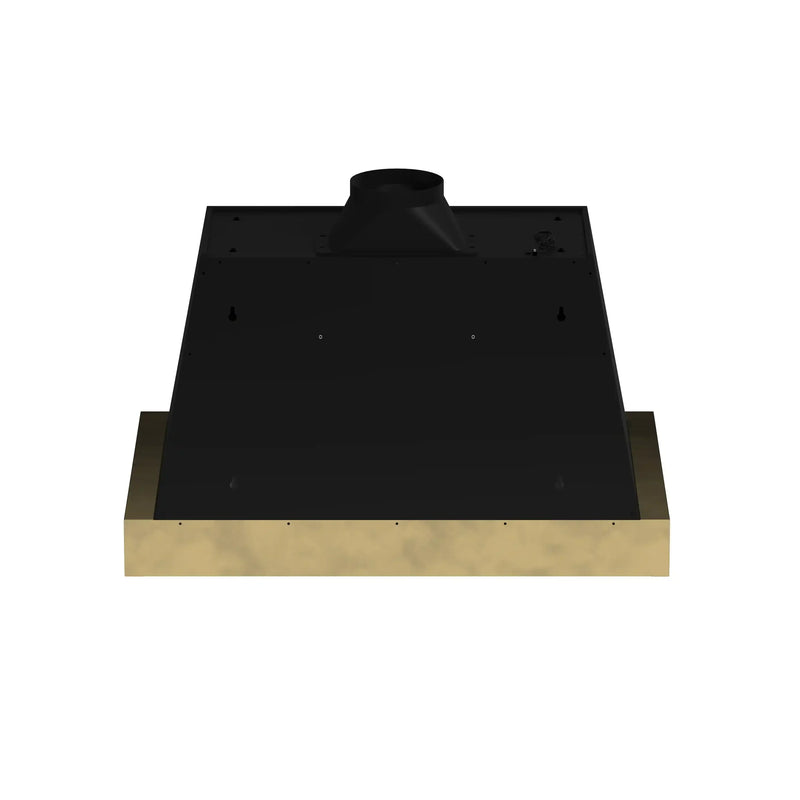 Forno Galiano 5-Piece Appliance Package - 36-Inch Gas Range, 36-Inch Hood, 36-Inch Refrigerator, 24-Inch Dishwasher, & 30-Inch Microwave Drawer in Black with Antique Brass Trim