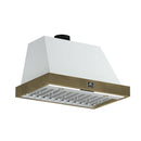 Forno Vittorio 36-Inch 600 CFM Wall Mount Range Hood in White with Antique Brass Trim (FRHWM5078-36WHT)