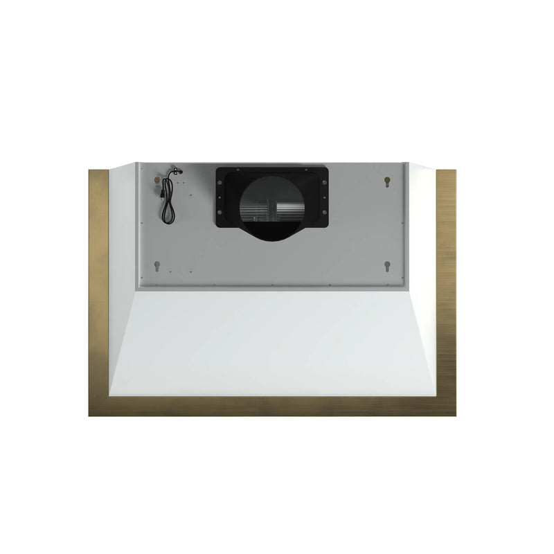 Forno Vittorio 36-Inch 600 CFM Wall Mount Range Hood in White with Antique Brass Trim (FRHWM5078-36WHT)