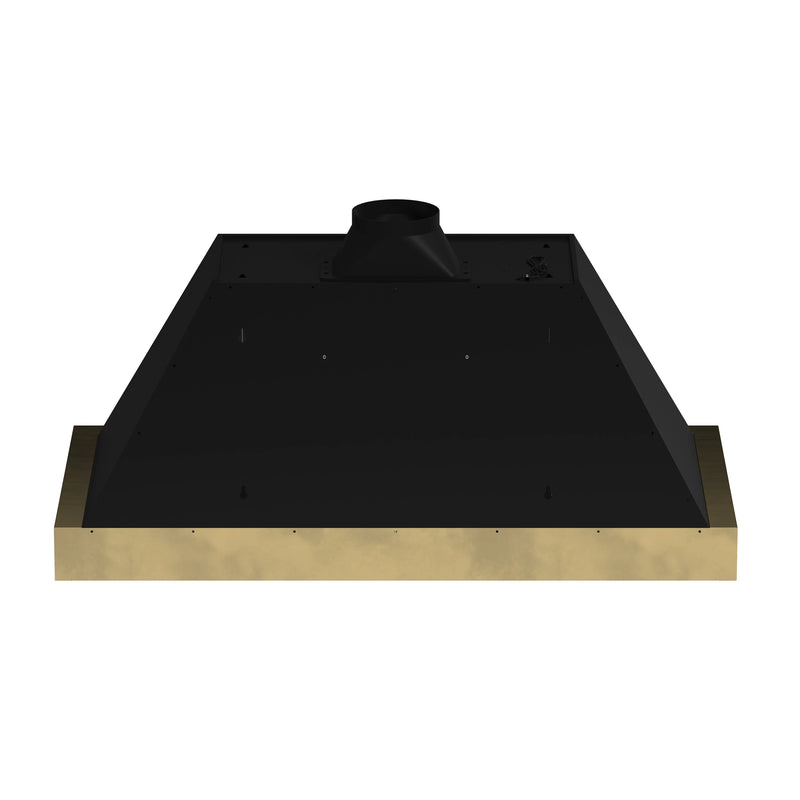 Forno Vittorio 48-Inch 600 CFM Wall Mount Range Hood in Black with Antique Brass Trim (FRHWM5078-48BLK)