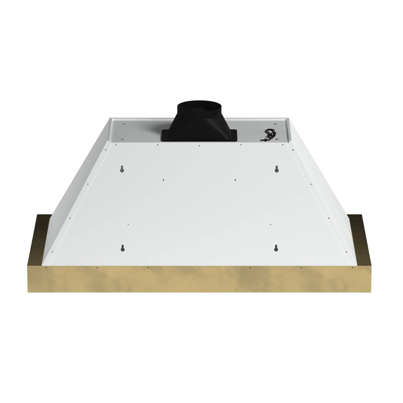 Forno Antico 2-Piece Appliance Package - 48-Inch Dual Fuel Range & 48-Inch Wall Mount Range Hood in White with Antique Brass Trim