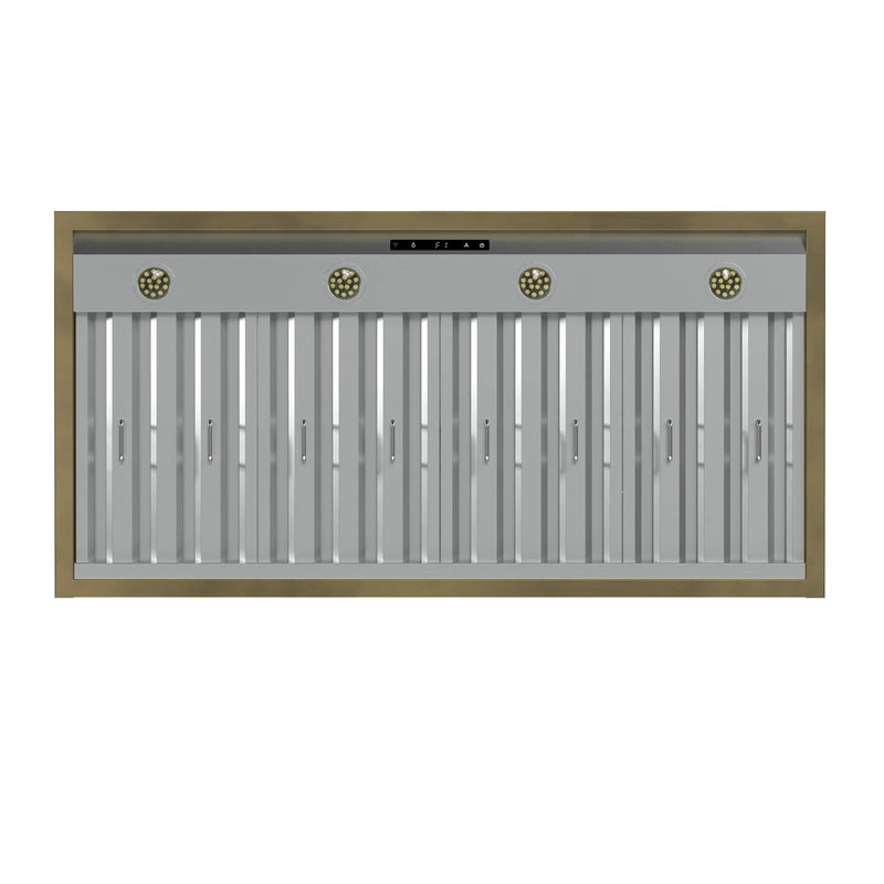 Forno Antico 2-Piece Appliance Package - 48-Inch Dual Fuel Range & 48-Inch Wall Mount Range Hood in White with Antique Brass Trim