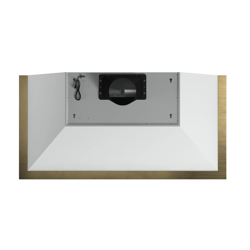 Forno Antico 2-Piece Appliance Package - 48-Inch Dual Fuel Range & 48-Inch Wall Mount Range Hood in White with Antique Brass Trim