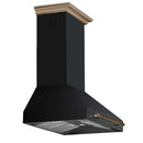 Forno 5-Piece Appliance Package - 30-Inch Electric Range, Wall Mount Range Hood, 60-Inch Refrigerator, Dishwasher, and 30-Inch Microwave Drawer in Black with Antique Brass Handle