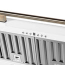 Forno 4-Piece Appliance Package - 30-Inch Electric Range, Wall Mount Range Hood, 60-Inch Refrigerator, and Dishwasher in White with Antique Brass Handle