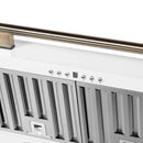 Forno Aria 30-Inch Wall Mount Range Hood in White with Brass Handle (FRHWM5095-30WHT)