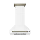 Forno 5-Piece Appliance Package - 30-Inch Electric Range, Wall Mount Range Hood, 36-Inch Refrigerator, Dishwasher, and 24-Inch Microwave Drawer in White with Antique Brass Handle
