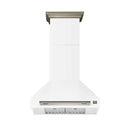 Forno Aria 30-Inch Wall Mount Range Hood in White with Brass Handle (FRHWM5095-30WHT)