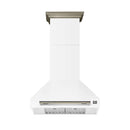 Forno Aria 30-Inch Wall Mount Range Hood in White with Brass Handle (FRHWM5095-30WHT)