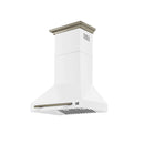 Forno Aria 30-Inch Wall Mount Range Hood in White with Brass Handle (FRHWM5095-30WHT)
