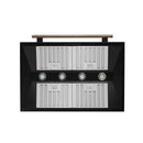 Forno 5-Piece Appliance Package - 36-Inch Dual Fuel Range, Wall Mount Range Hood, 60-Inch Refrigerator, Dishwasher, and 24-Inch Microwave Drawer in Black with Antique Brass Handle