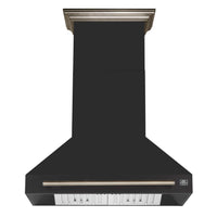 Forno Aria 36-Inch Wall Mount Range Hood in Black with Brass Handle (FRHWM5095-36BLK)