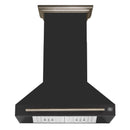 Forno Aria 36-Inch Wall Mount Range Hood in Black with Brass Handle (FRHWM5095-36BLK)