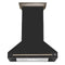 Forno Aria 36-Inch Wall Mount Range Hood in Black with Brass Handle (FRHWM5095-36BLK)