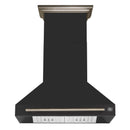 Forno Aria 36-Inch Wall Mount Range Hood in Black with Brass Handle (FRHWM5095-36BLK)