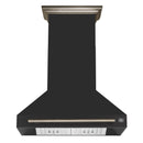 Forno 5-Piece Appliance Package - 36-Inch Dual Fuel Range, Wall Mount Range Hood, 60-Inch Refrigerator, Dishwasher, and 24-Inch Microwave Drawer in Black with Antique Brass Handle