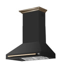 Forno 5-Piece Appliance Package - 36-Inch Electric Range, Wall Mount Range Hood, 36-Inch Refrigerator, Dishwasher, and 24-Inch Microwave Drawer in Black with Antique Brass Handle