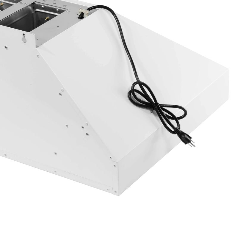 Forno 4-Piece Appliance Package - 36-Inch Gas Range, Wall Mount Range Hood, 60-Inch Built-In Convertible Refrigerator, and Dishwasher in White with Antique Brass Trim