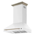 Forno 5-Piece Appliance Package - 36-Inch Gas Range, Wall Mount Range Hood, 60-Inch Refrigerator, Dishwasher, and 24-Inch Microwave Drawer in White with Antique Brass Handle