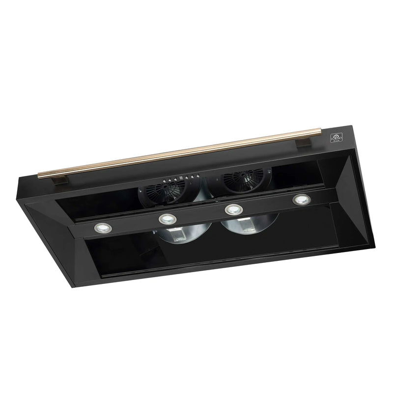 Forno Aria 48-Inch Wall Mount Range Hood in Black with Brass Handle (FRHWM5095-48BLK)