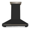 Forno Aria 48-Inch Wall Mount Range Hood in Black with Brass Handle (FRHWM5095-48BLK)