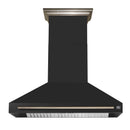Forno 5-Piece Appliance Package - 48-Inch Gas Range, Wall Mount Range Hood, 36-Inch Refrigerator, Dishwasher, and 30-Inch Microwave Drawer in Black with Antique Brass Handle