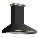 Forno Aria 48-Inch 1,200 CFM Wall Mount Range Hood in Black with Brass Handle (FRHWM5095-48BLK)