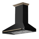 Forno Aria 48-Inch Wall Mount Range Hood in Black with Brass Handle (FRHWM5095-48BLK)