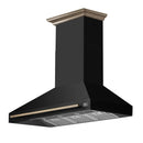 Forno 5-Piece Appliance Package - 48-Inch Gas Range, Wall Mount Range Hood, 36-Inch Refrigerator, Dishwasher, and 24-Inch Microwave Drawer in Black with Antique Brass Handle