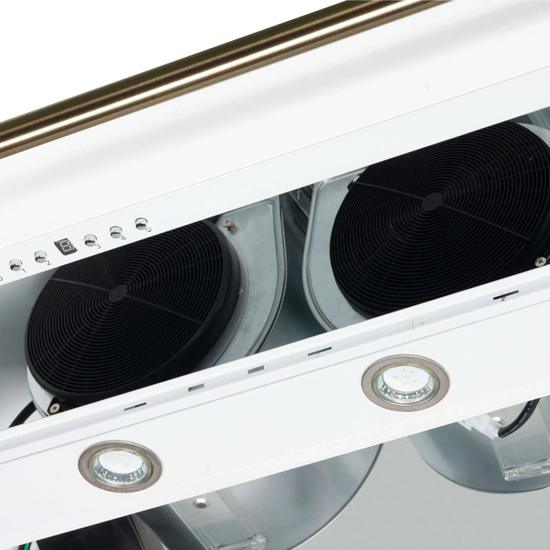 Forno Aria 48-Inch Wall Mount Range Hood in White with Brass Handle (FRHWM5095-48WHT)