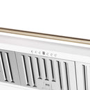 Forno 5-Piece Appliance Package - 48-Inch Dual Fuel Range, Wall Mount Range Hood, 60-Inch Refrigerator, Dishwasher, and 30-Inch Microwave Drawer in White with Antique Brass Handle