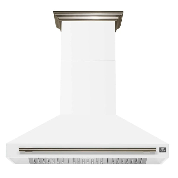 Forno Aria 48-Inch Wall Mount Range Hood in White with Brass Handle (FRHWM5095-48WHT)
