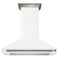 Forno Aria 48-Inch Wall Mount Range Hood in White with Brass Handle (FRHWM5095-48WHT)